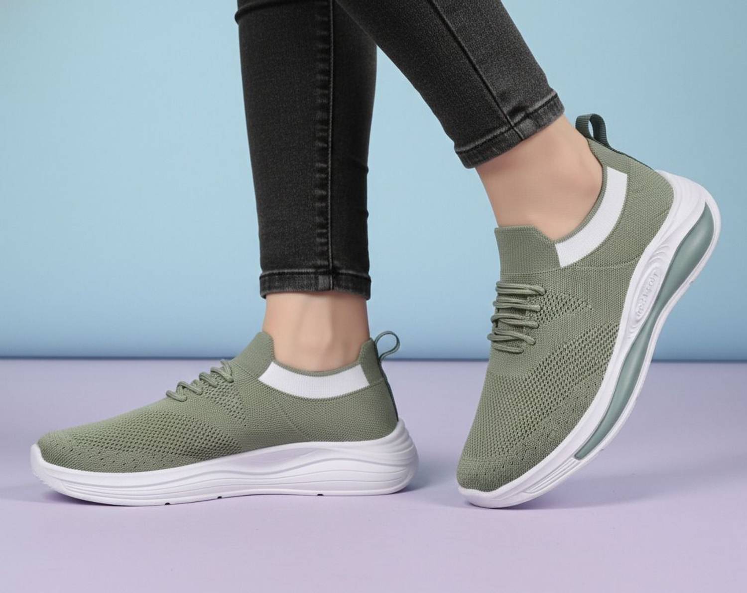 Hsquare Lilly.21 Walking Shoes For Women (Green , 7)