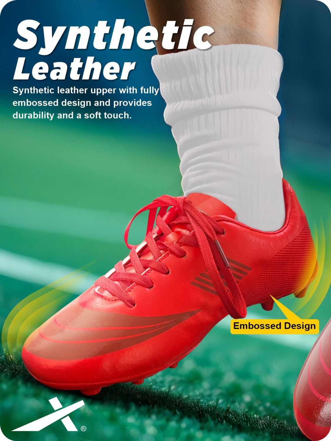 Image of VECTOR X Fortune Premium Textured & Solid Upper Grain & TPU Sole Football Shoes For Men