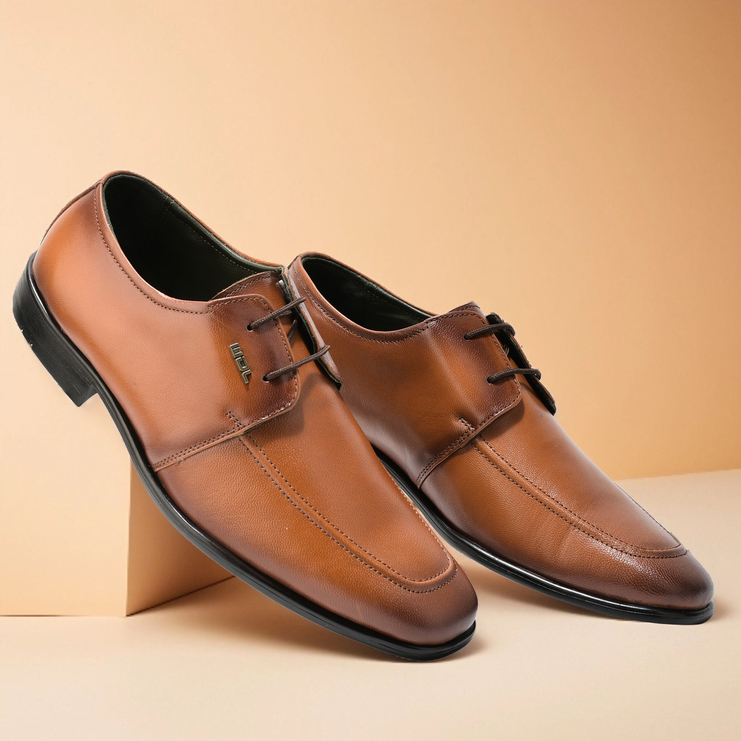 Image of WOODLAND Formal Office Wear Leather Premium Comfortable Lace Up For Men (Tan, 6)