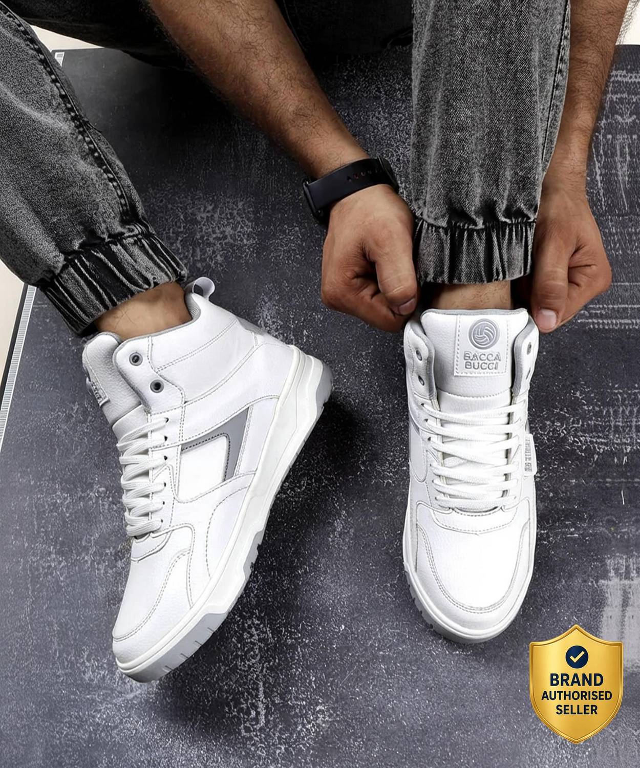 bacca bucci Cappuccino Skystompers Retro High-Top Sneakers - Image 1