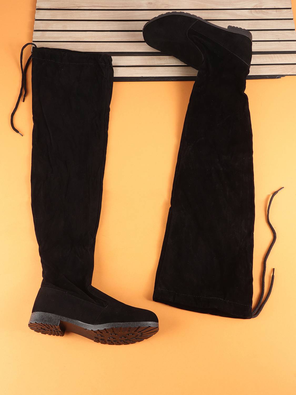 Bottes En Daim Véritable - Noir, Taille 7 Femme, Style Mi-mollet, Enfilage - Neuf Avec Emballage