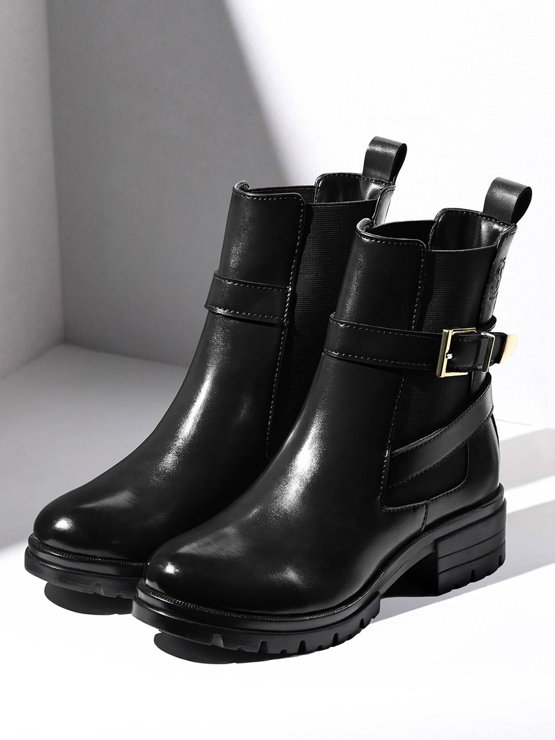 LOUIS STITCH Signature Black High-Ankle Slip-On Long Boots for wo