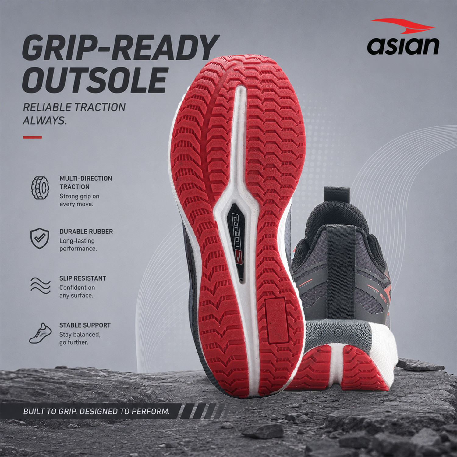 Image of asian Hypercushion Carbon-09 Men's Running Shoes with Carbon Plate | Energy Return Training & Gym Shoes For Men