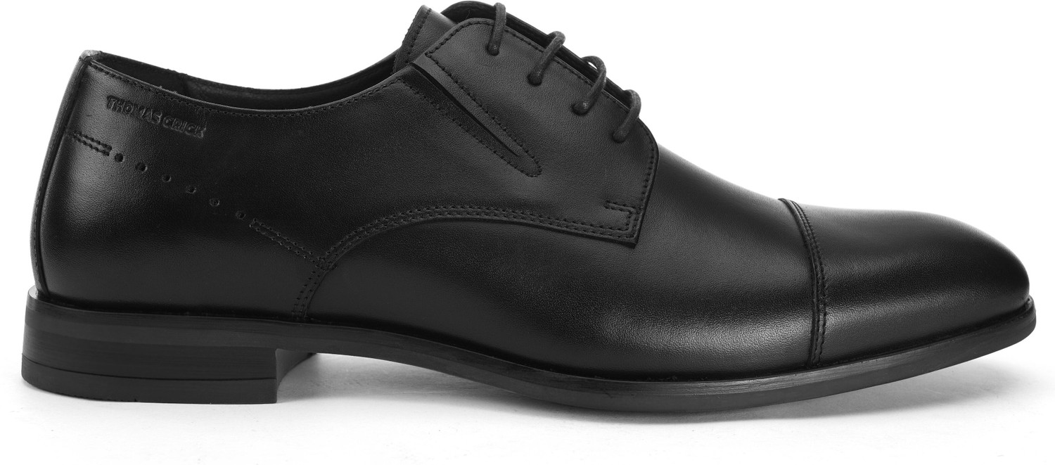 Image of THOMAS CRICK Men's Genuine Leather Plain Derby Shoes Lace Up For Men