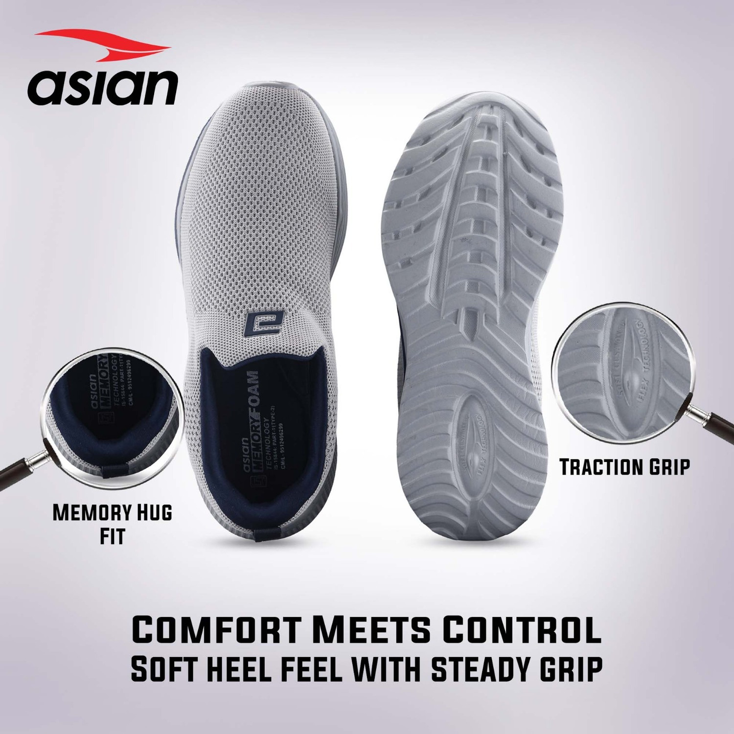 Image of asian Wonderwalk-11 Men's Lightweight Walking Shoes | Arch Support & Slip-On Fit Mocassin For Men