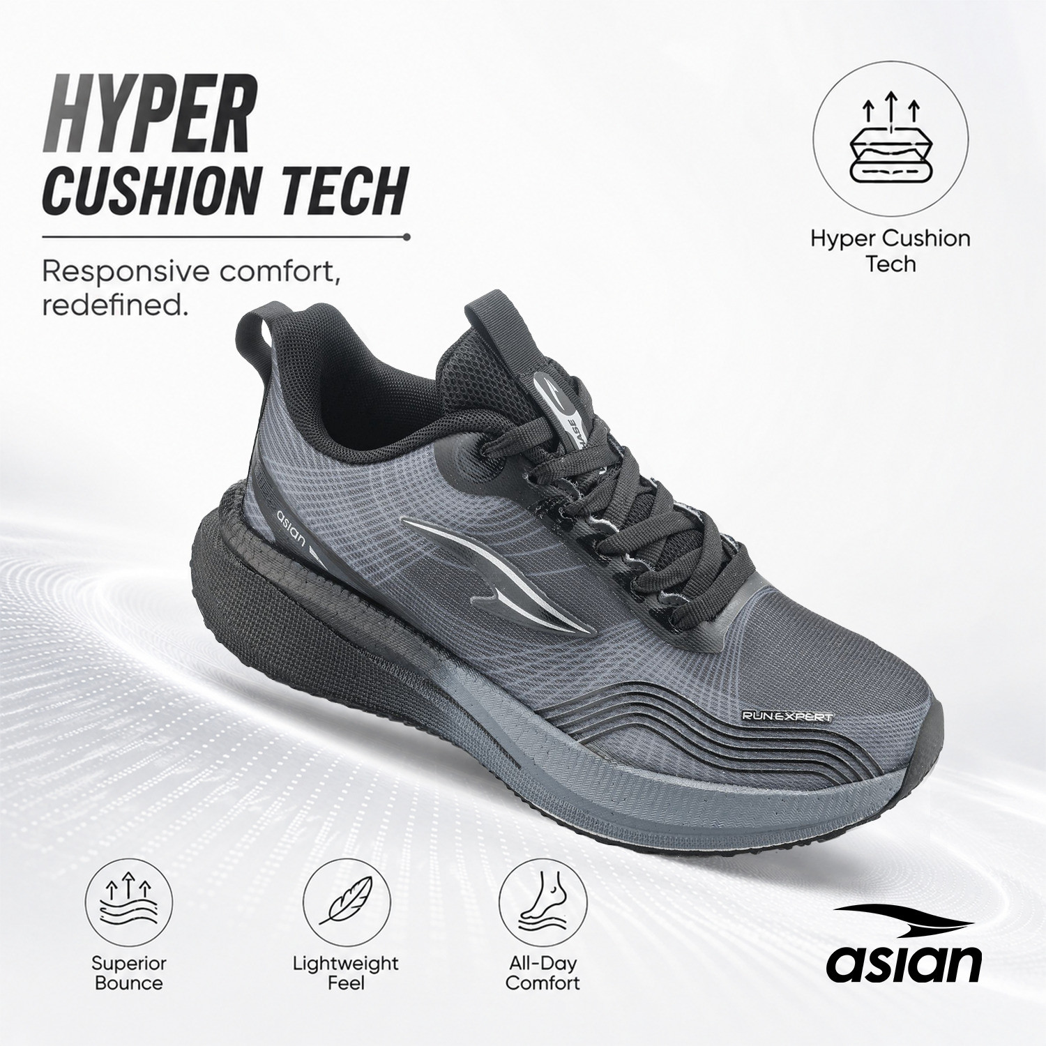 Image of asian Hypercushion Carbon-08 Running Shoes with Energy Return Bounce & Carbon Plate Sneakers For Men