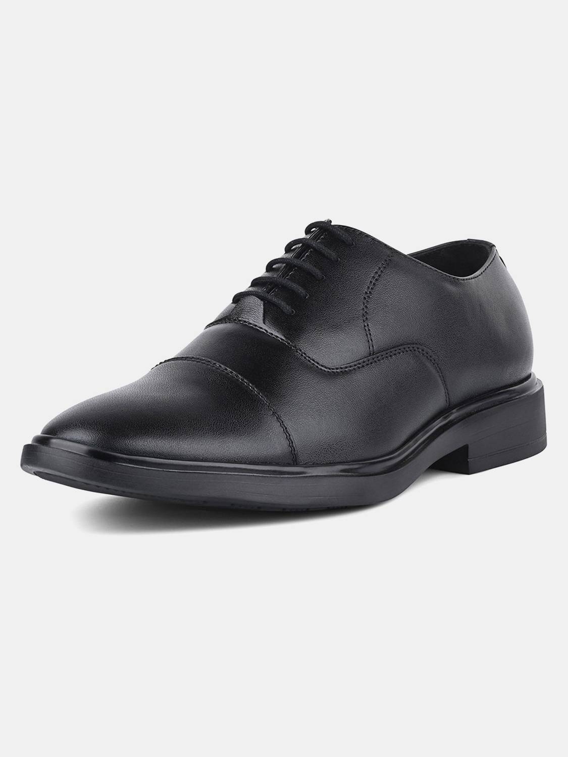 Louis Stitch Jet Black Derby Shoes for Men, UK-6 - Image 3