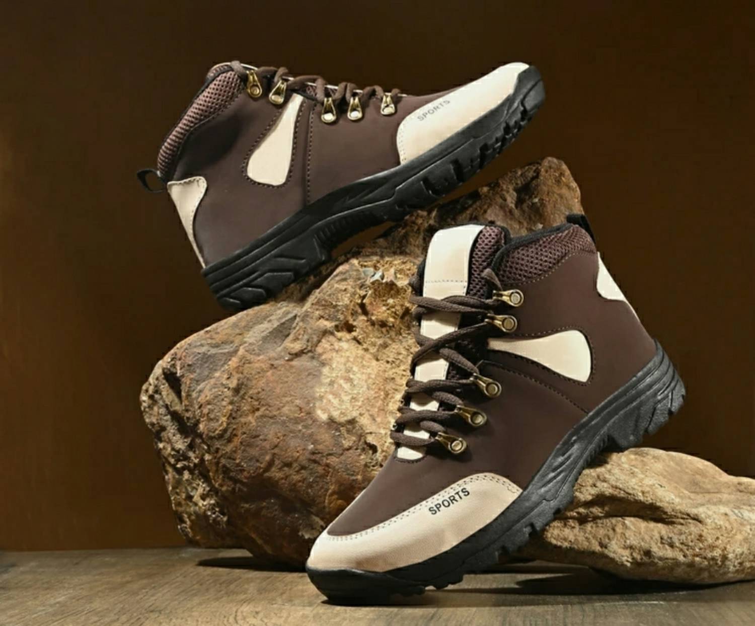ESHANO High Top Boots for Men Brown - Image 4