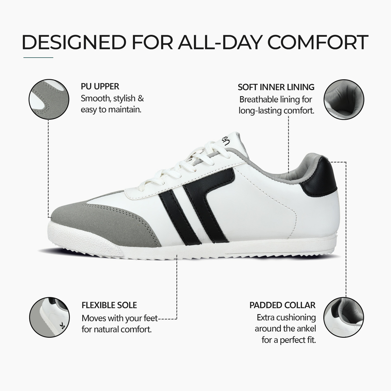 Image of Paragon Men's Sneakers | Lightweight, Soft Cushioned & Better Grip | Daily Wear Sneakers For Men