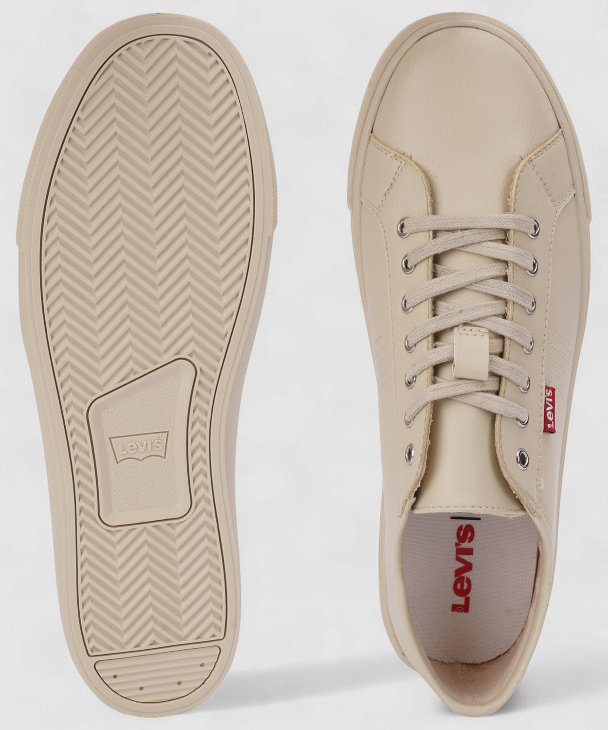 Image of LEVI'S Men's Beige Solid Sneakers Sneakers For Men
