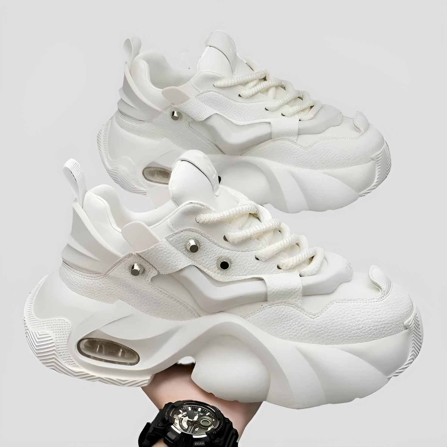 Image of Spiked White Sports Shoes for Men | Casual Sneakers for Boys Sneakers For Unisex