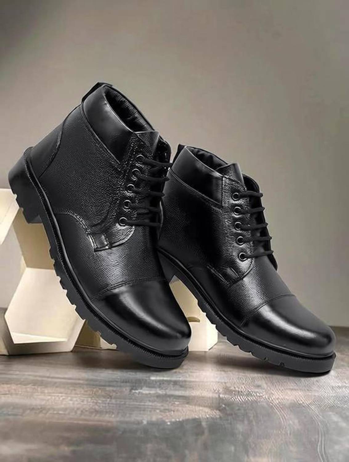 Aramish Genuine Leather Formal Ankle Boots Black - Image 1