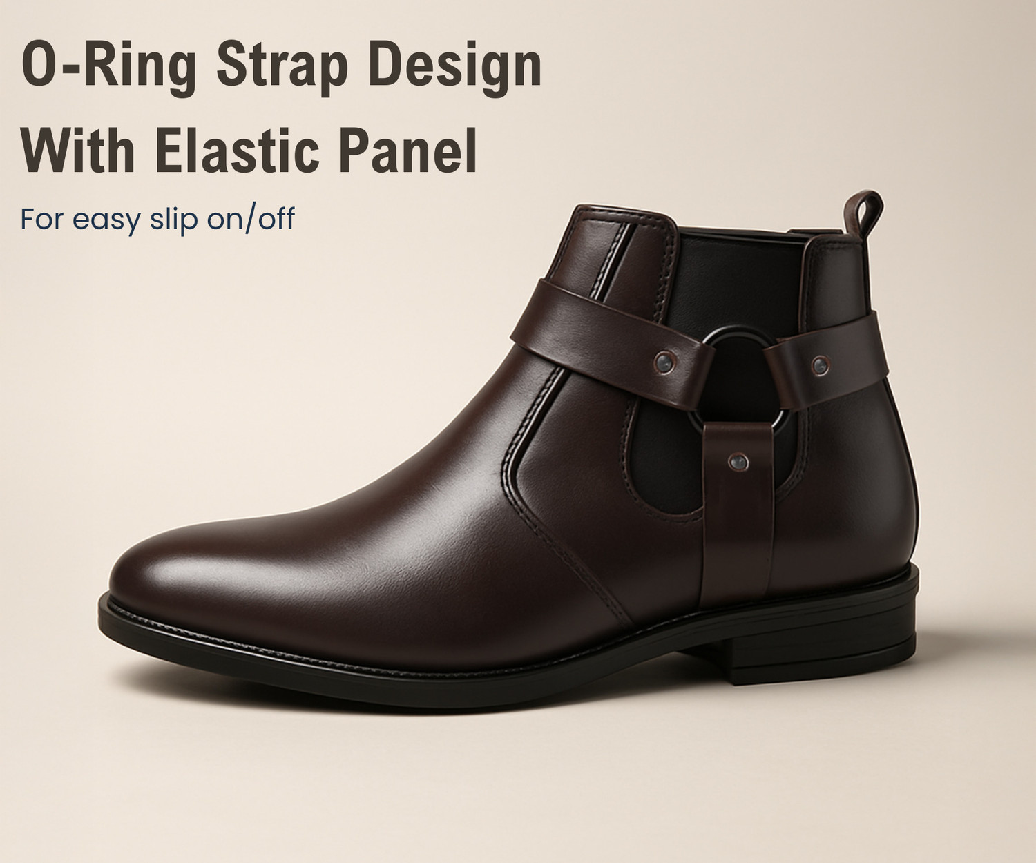 Image of Kraasa THE HARNESS - Men's Stylish Vegan Leather with Side Zipper Boots For Men