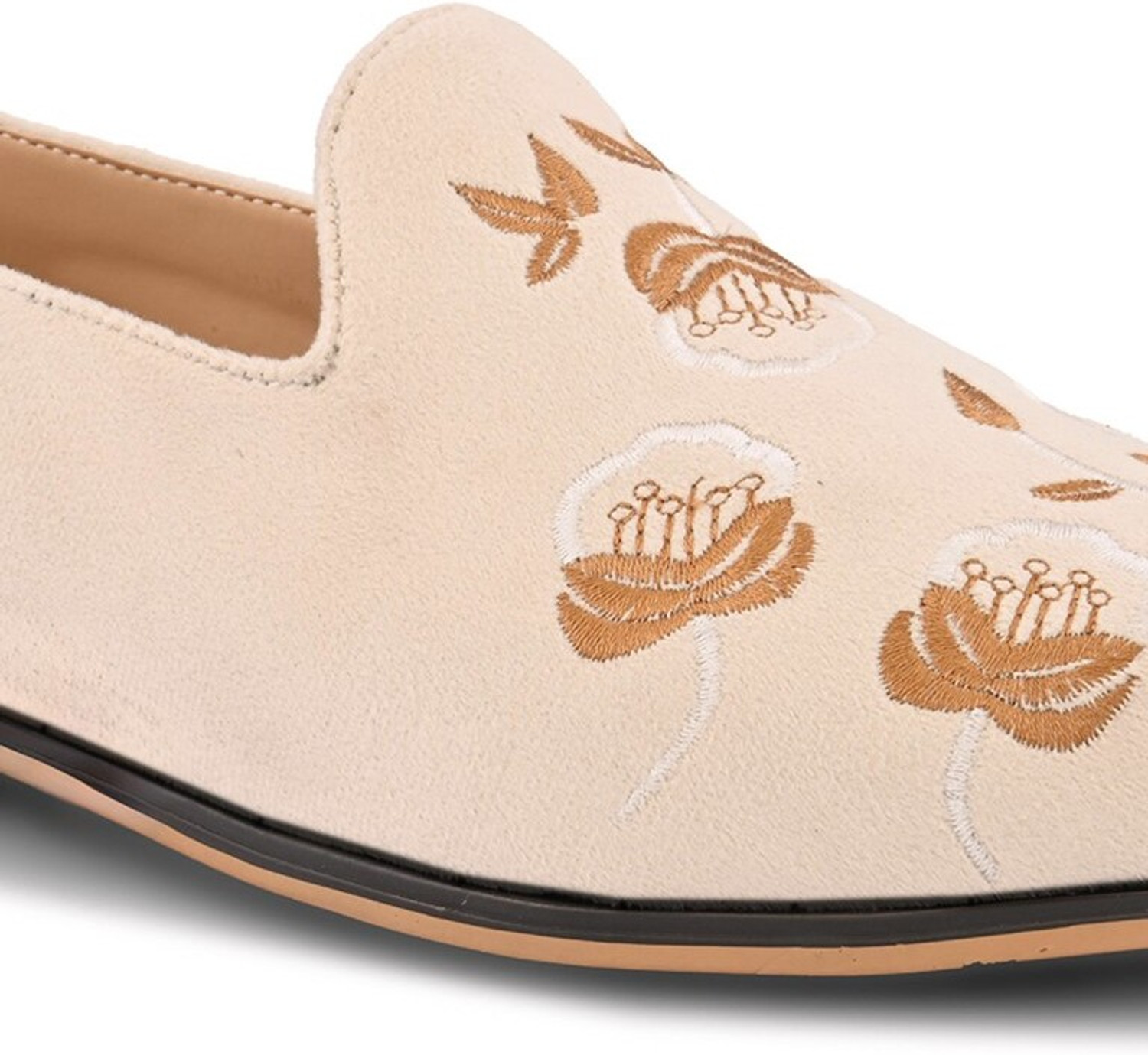 Image of House of Pataudi men suede casual lightweight comfortable ethnic velvet loafers mojaris shoes Loafers For Men