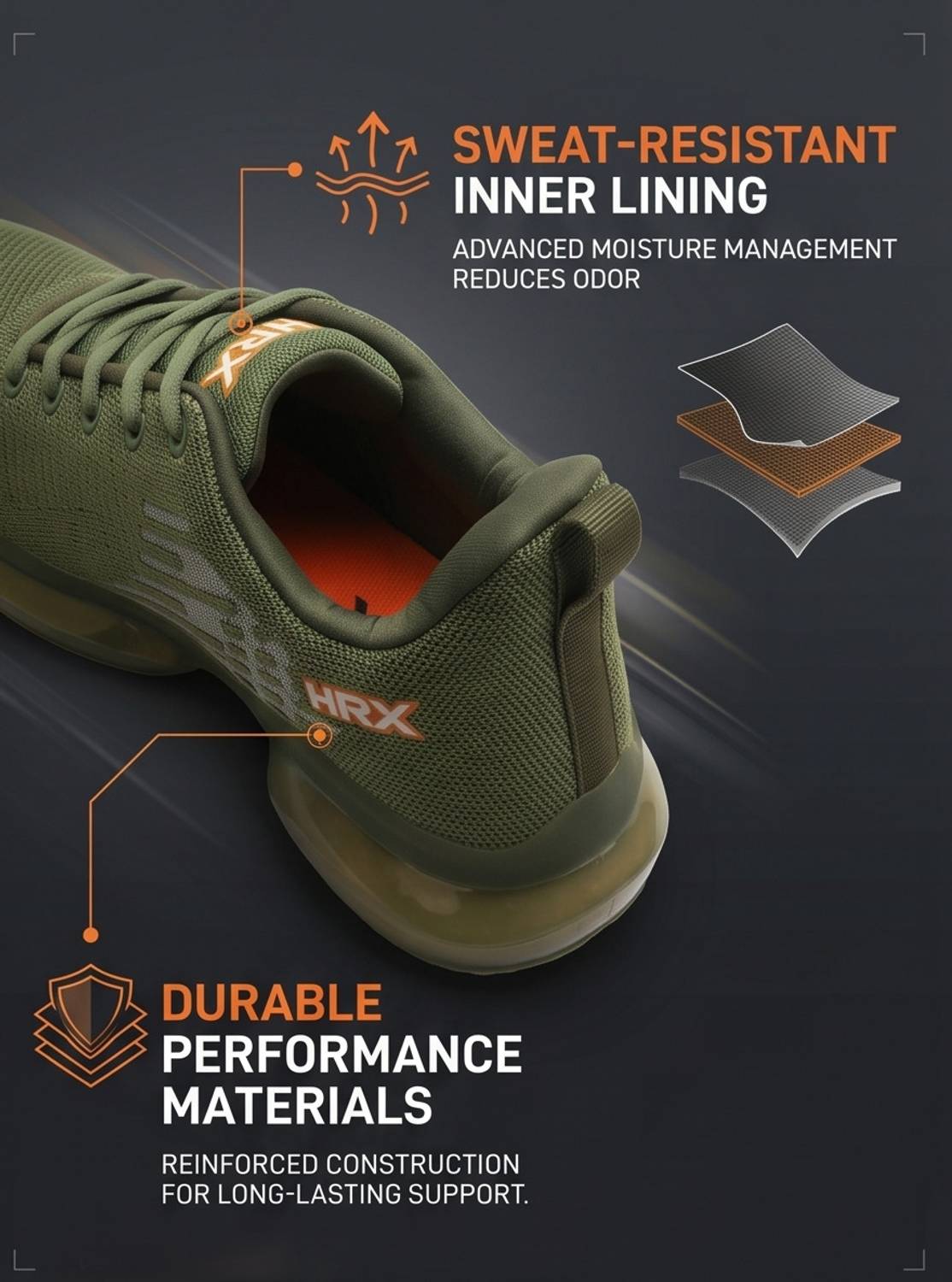 HRX by Hrithik Roshan Men's Walking Shoes Green - Image 2