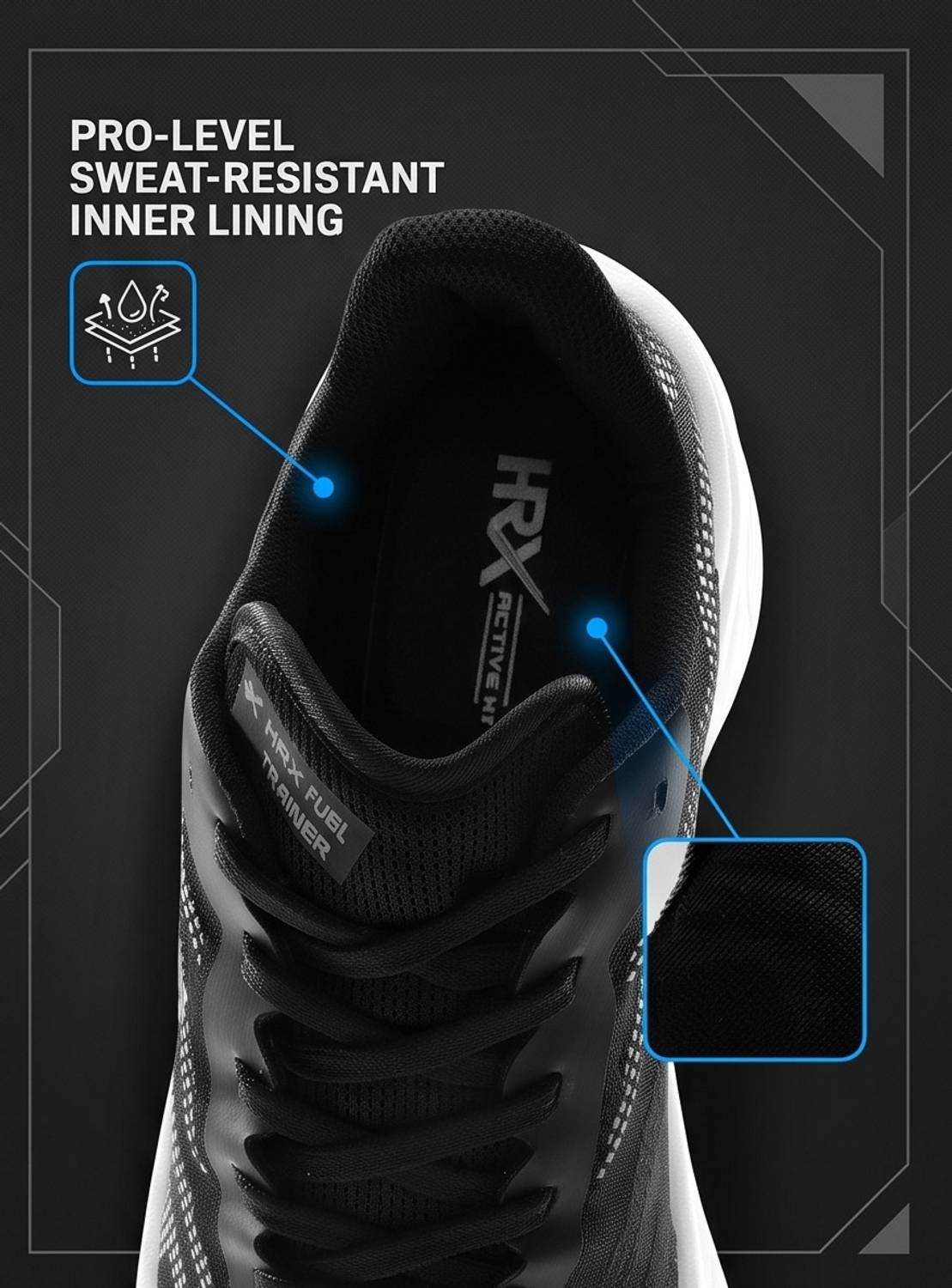 HRX by Hrithik Roshan Running Shoes for Men, Black - Image 2