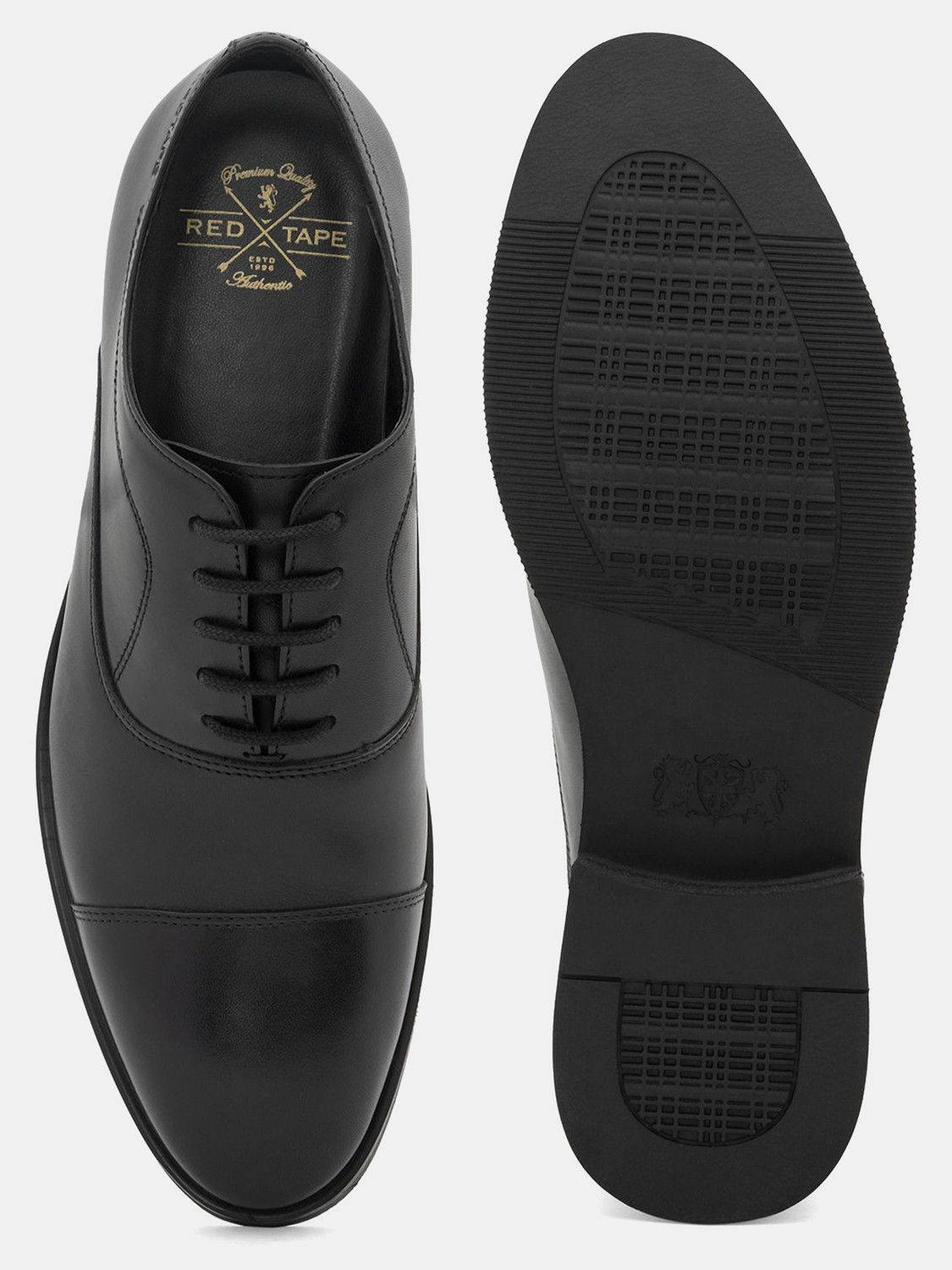Image of RED TAPE Black Oxford Dress Shoes for Men | Classic Formal Wear Derby For Men