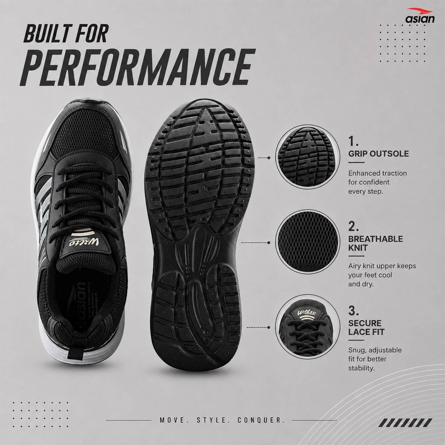 asian Wonder-24 Men's Running Shoes - Image 3