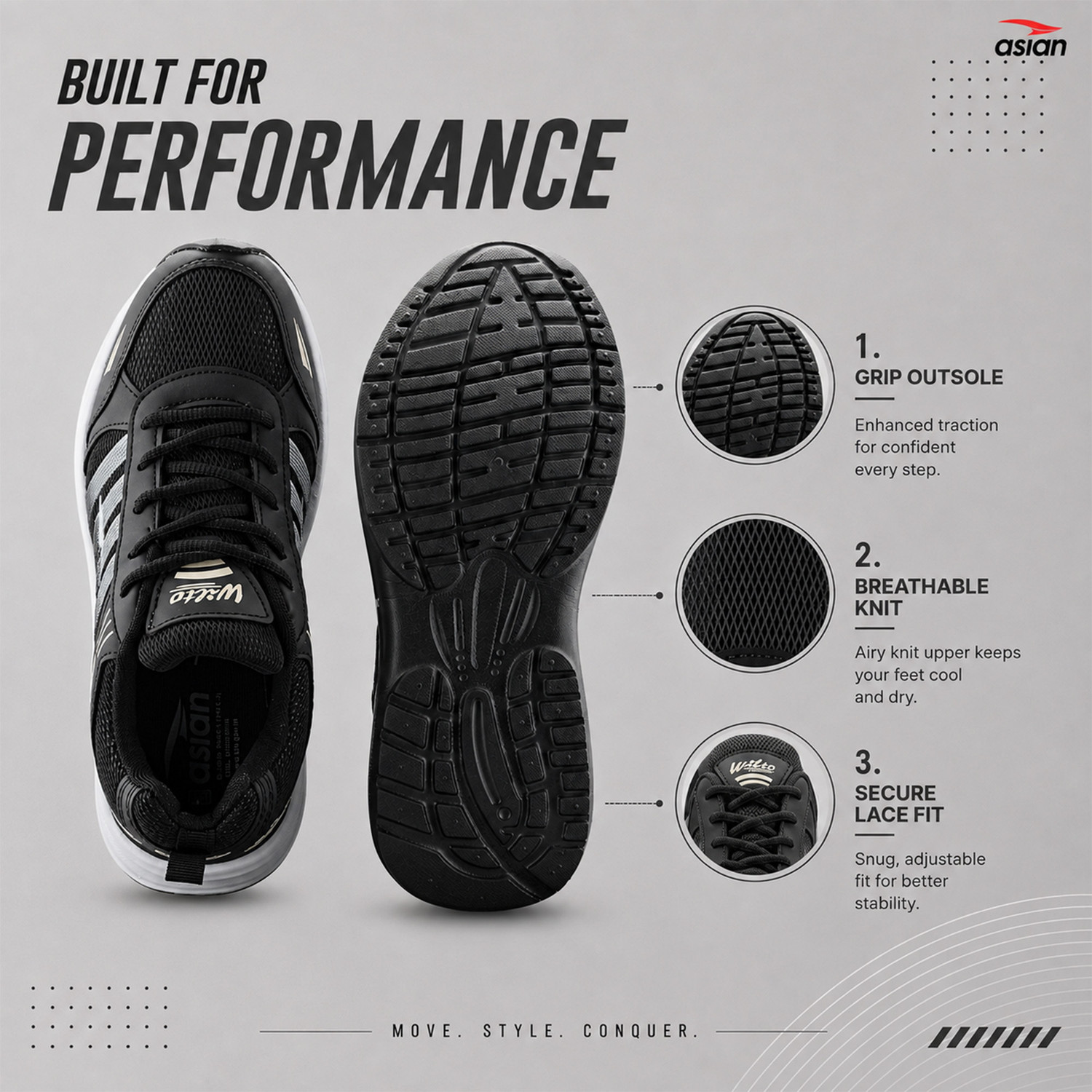 Image of asian Wonder-24 Men's Running Shoes with Cushioning Grip Comfort Running Shoes For Men Running Shoes For Men