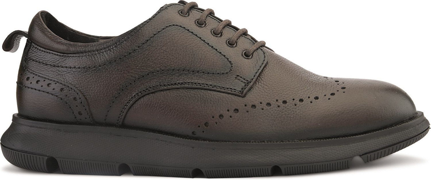 Image of VONTONY Premium Brown Leather Lace-Up Shoes for Men | Lightweight Phylon Sole Brogues For Men