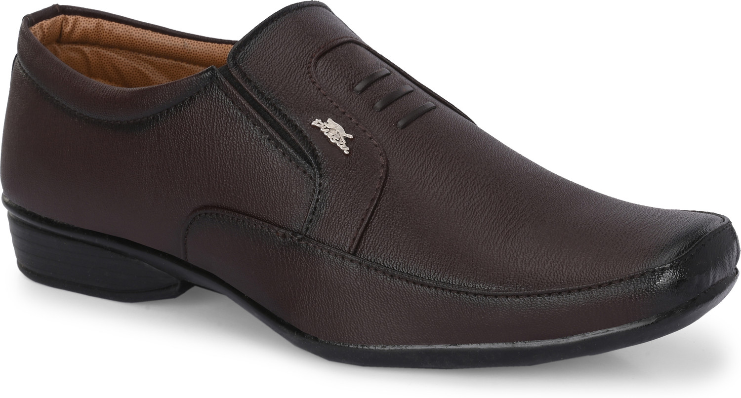 Image of Stylelure Synthetic Leather Brown Formal Office Shoes Slip Mocassin For Men (Brown, 7)