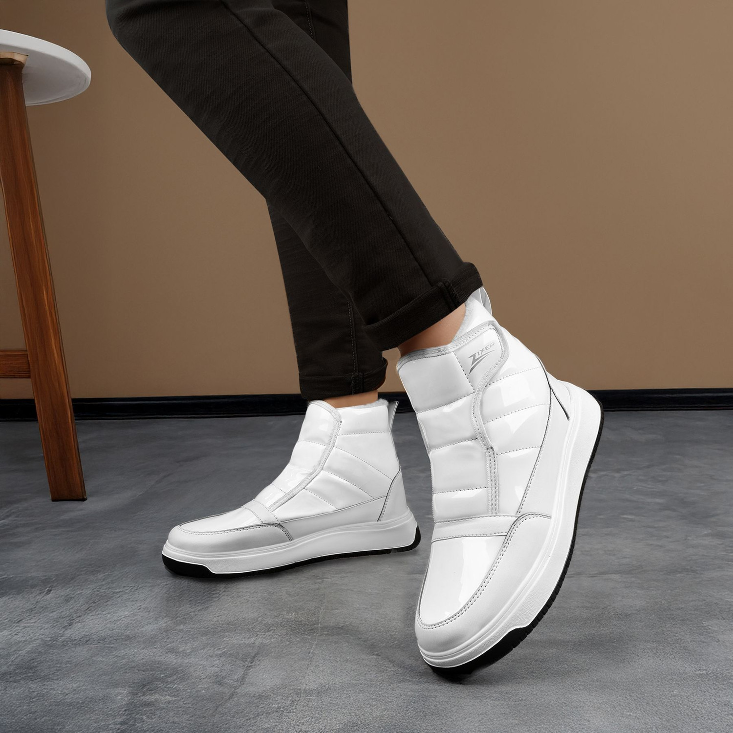 Image of Zixer Men's Boot Pastel Pops High Top Ankle Casual Shoes For Men Sneakers For Men Boots For Men (White, 9)