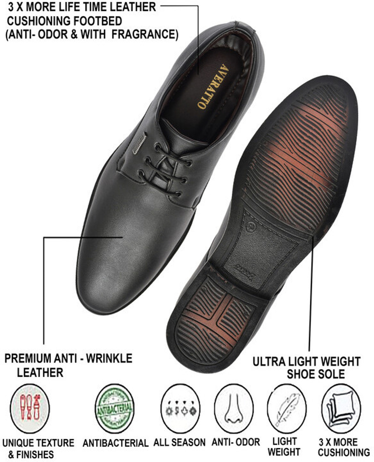 Image of Averatto Black Lace Up Formal Shoe for Mens (A9932) Party Wear For Men