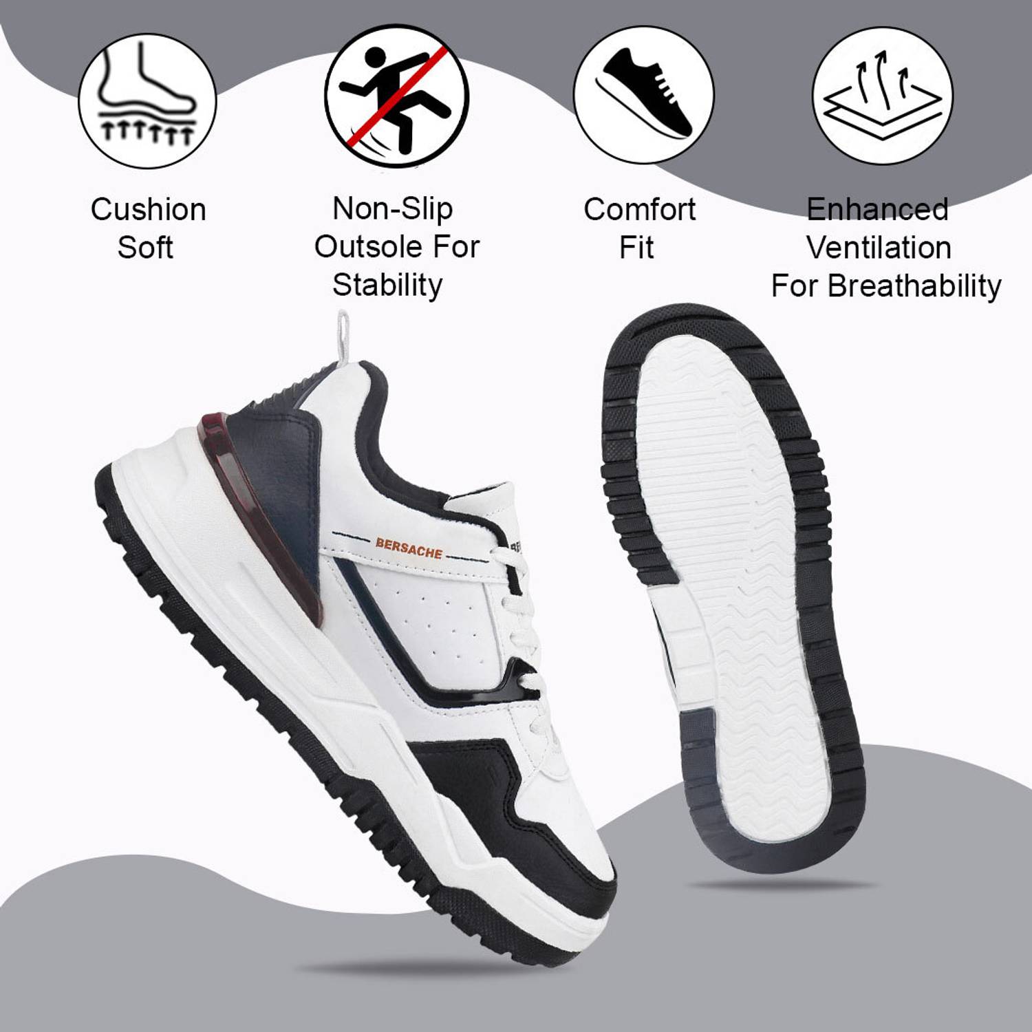 BERSACHE Casual Sneaker For Men Black - Image 4