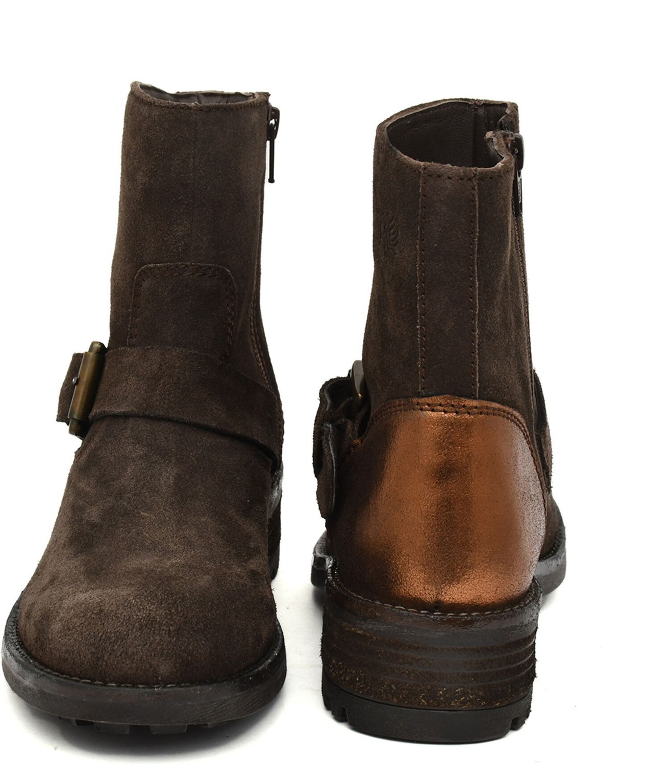 Image of PILLAA Genuine Leather Stylish Girls High Ankle Suede Party Wear Boots For Women