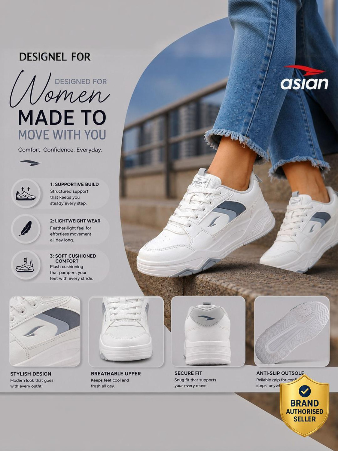 Image of asian Petal-01 Women Chunky Sneakers with Memory Foam & Breathability for Daily Wear Sneakers For Women