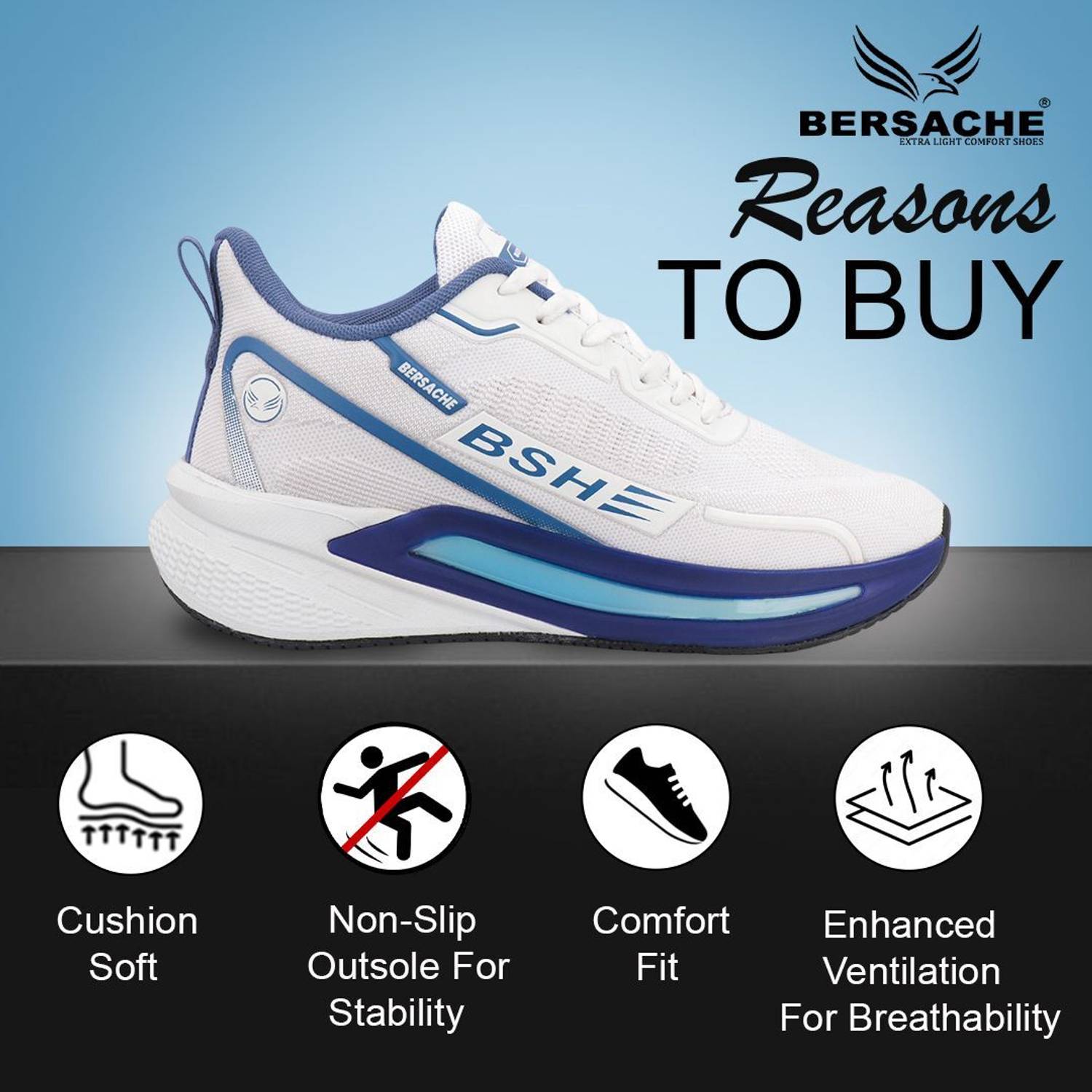 BERSACHE Navy Running Shoes for Men - Image 4