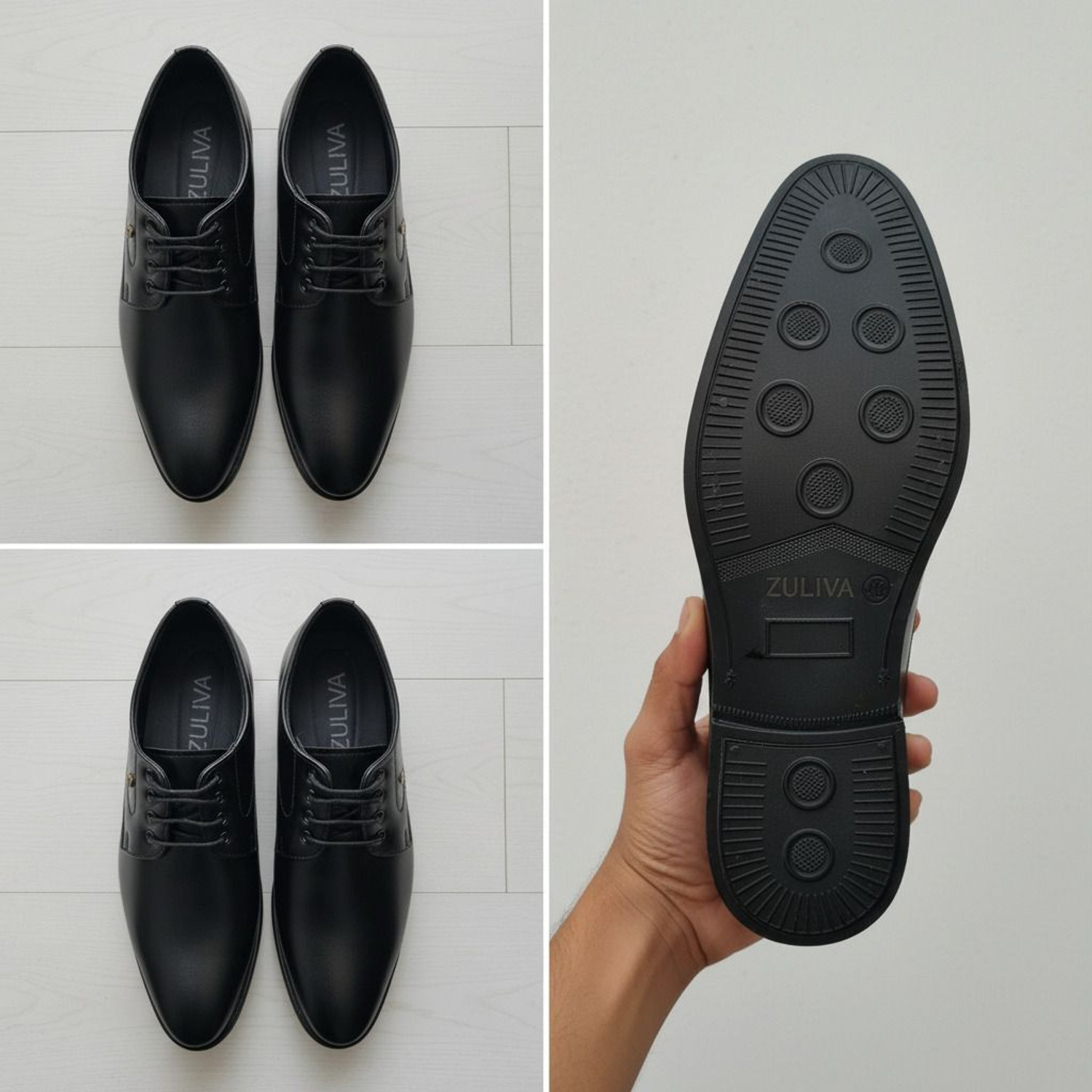 Image of zuliva Men's Black Formal Shoes | Premium Synthetic Leather Derby Office Shoes Corporate Casuals For Men