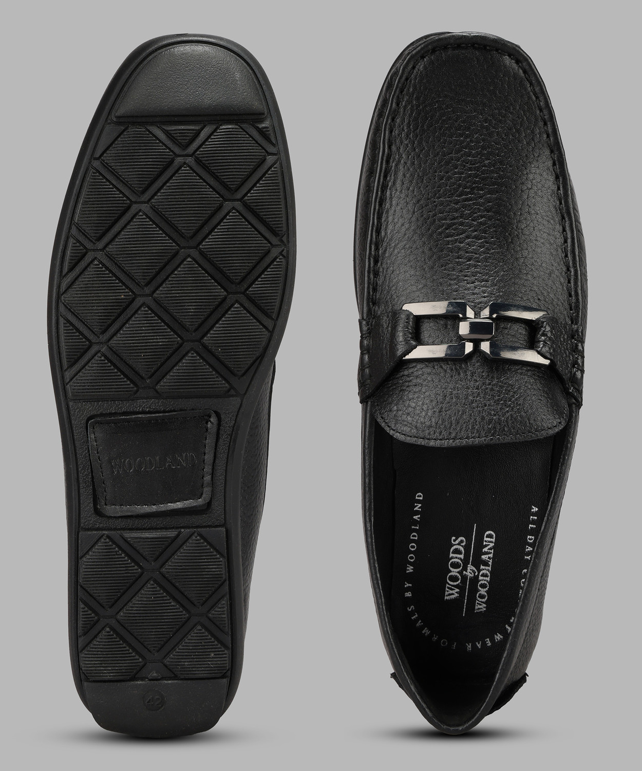 Image of WOODLAND Slip On For Men (Black, 8)