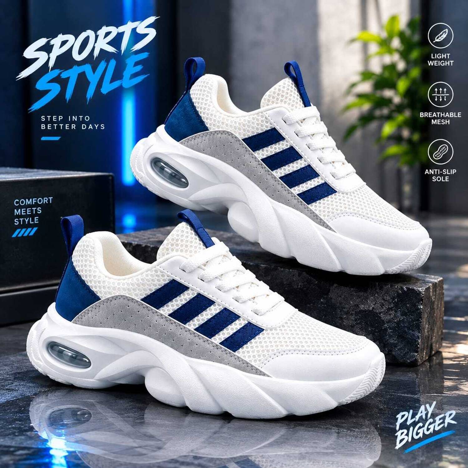 RAVDI sports_07 Men's White Sneakers - Image 2