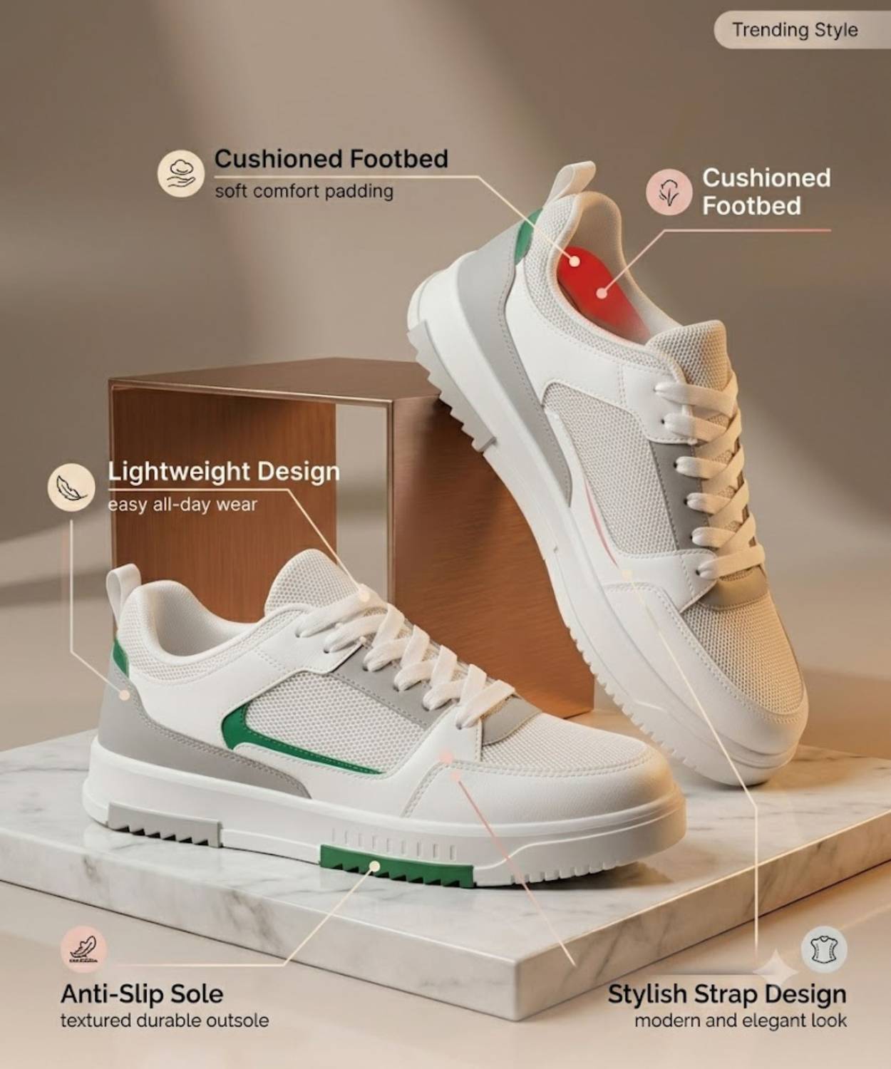 Reefox Green Casual Sneakers For Men - Image 3