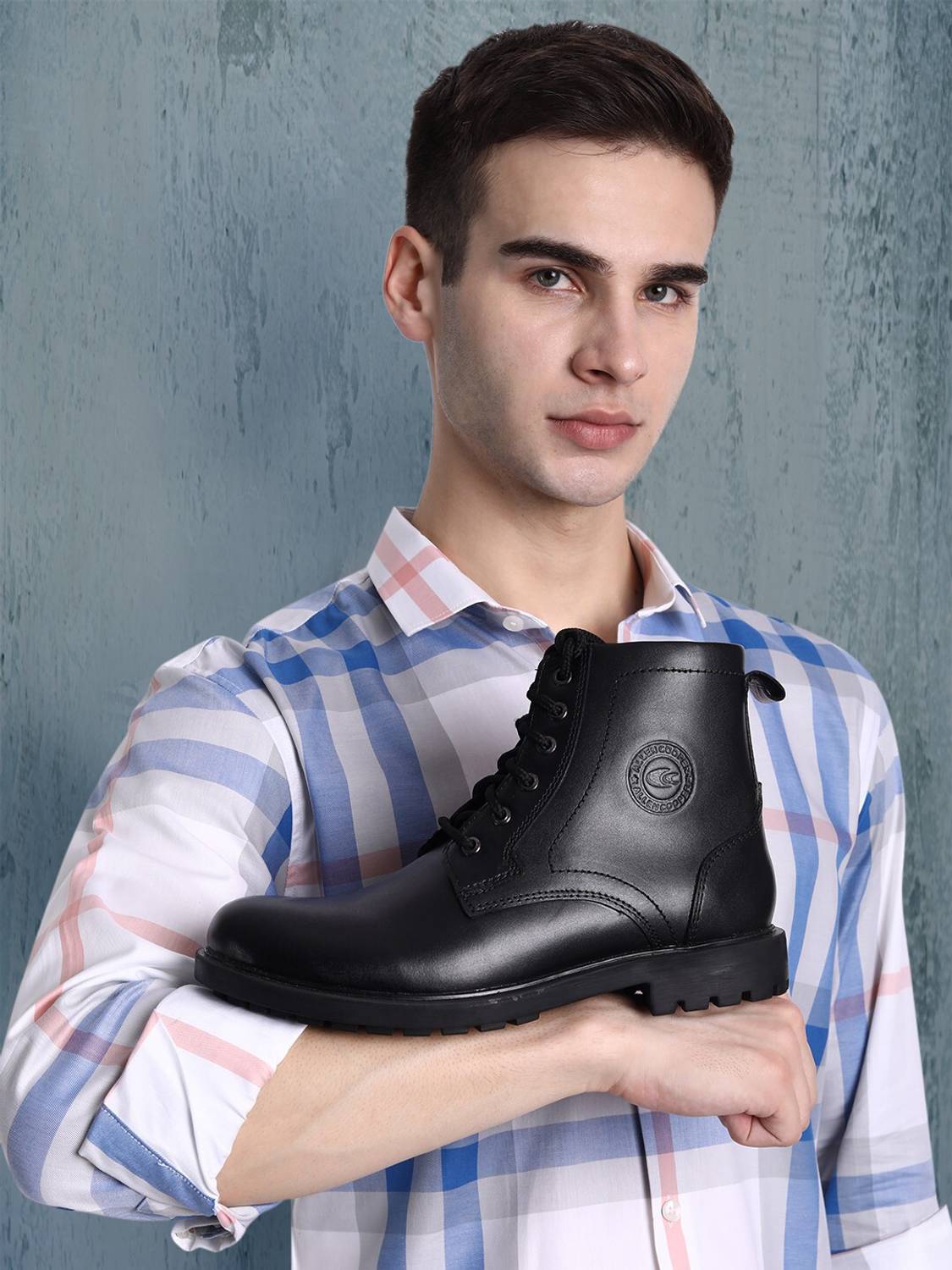 Allen Cooper Black Combat Boots for Men - Image 3