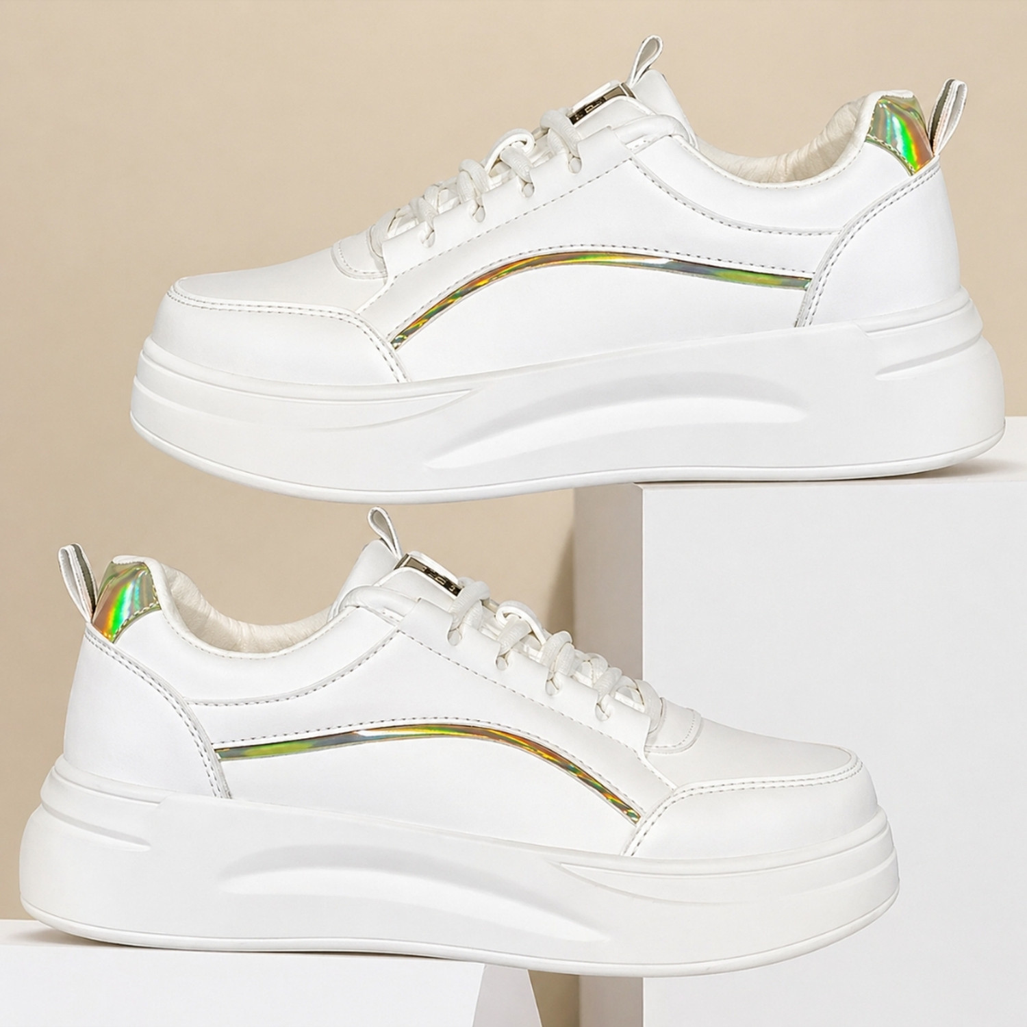 Image of UJARAY TOE Women White Sneakers | Casual Shoes | Lightweight Fashion Sneakers for girls Sneakers For Women