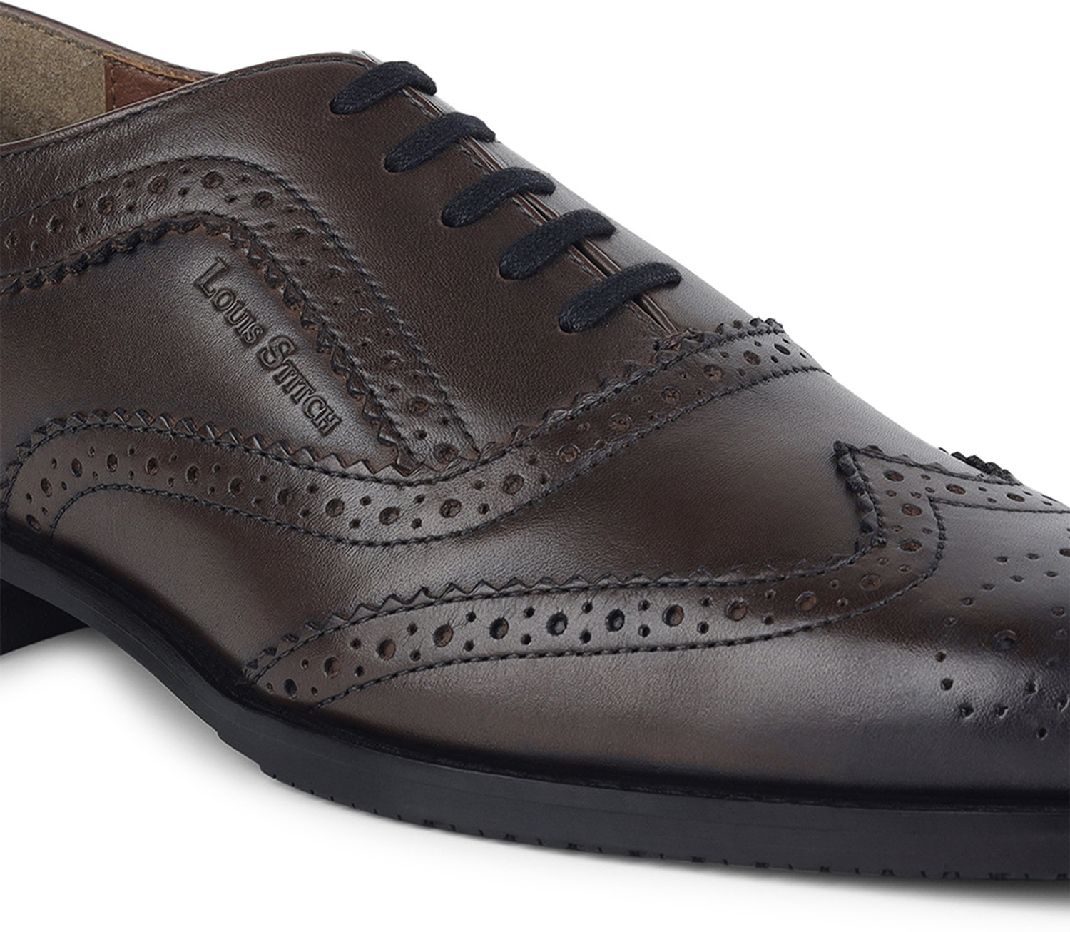 Image of LOUIS STITCH Egyptian Crust Leather Brogue Formal Shoes for Men | Lace Up -(LSVXBGJB109) Derby For Men