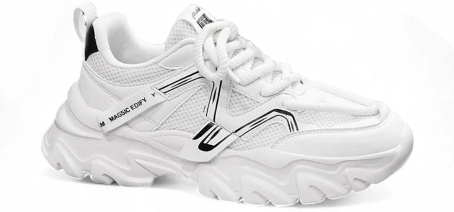 Image of VEXIMO Men White Sneakers | Lace-Up Casual Shoes | Fashionable & Comfortable Daily Wear Sneakers For Men