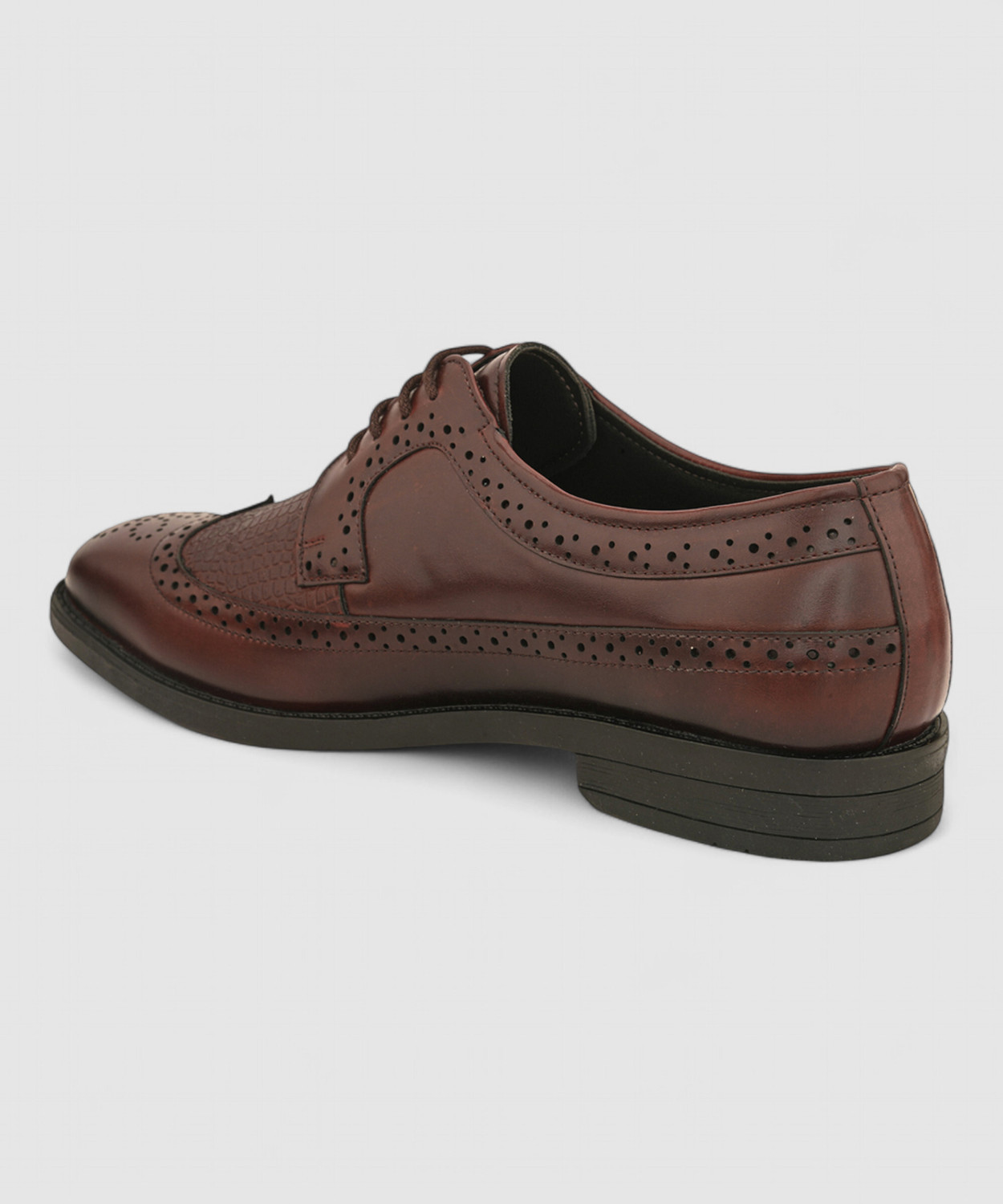 Image of House of Pataudi Men Brown Faux Leather Formal Lace Up Brogue Shoes Lace Up For Men (Brown, 8)