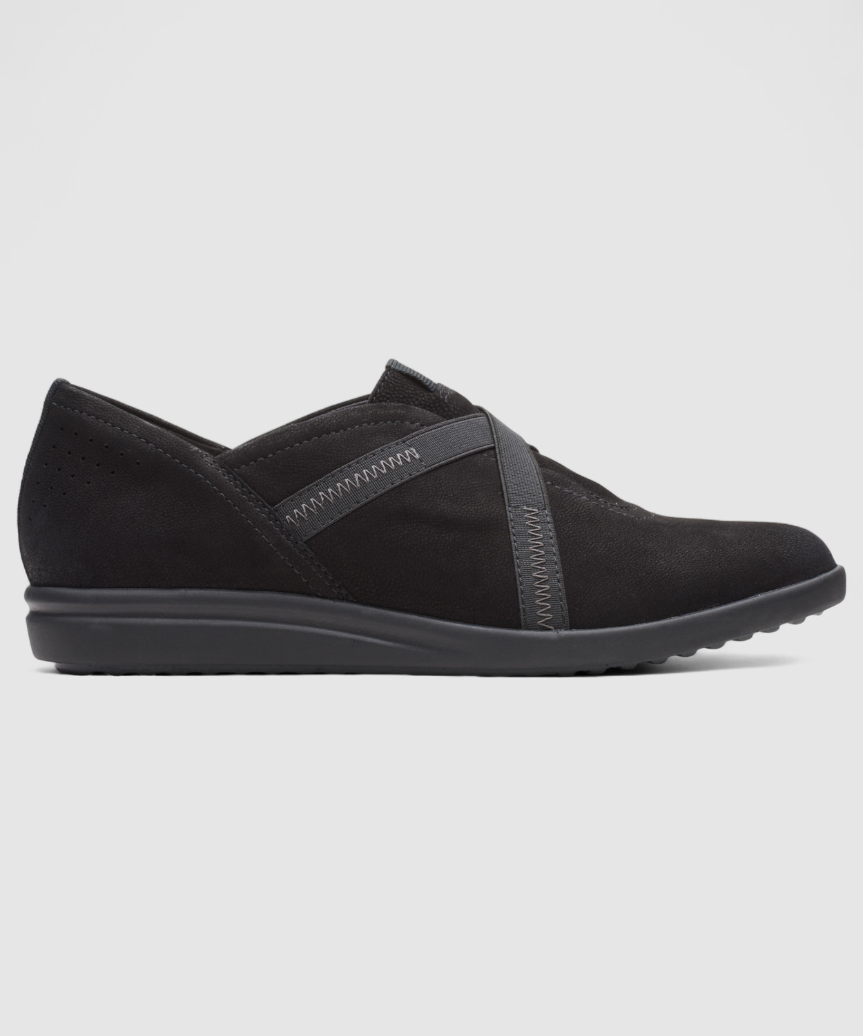 Image of CLARKS Tamzen Step Black Nubuck Casuals For Women (Black, 6)