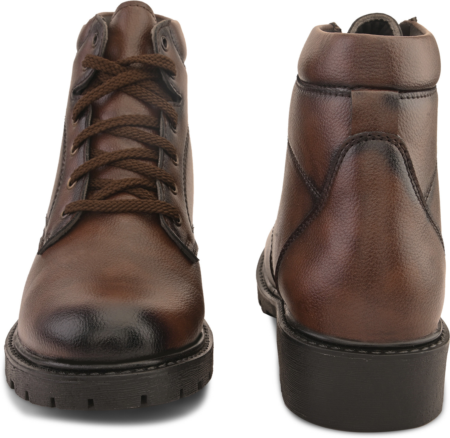 Image of Roadster Black High-Top Lace-Up Boots | Durable Faux Leather Ankle-Length Shoes | Outdoo Boots For Men