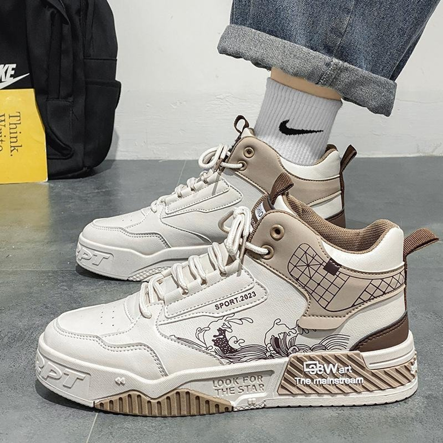 Image of Zixer Men's Fashion Pastel Pops High-Top Ankle Casual Shoes For Men Sneakers For Men Outdoors For Men