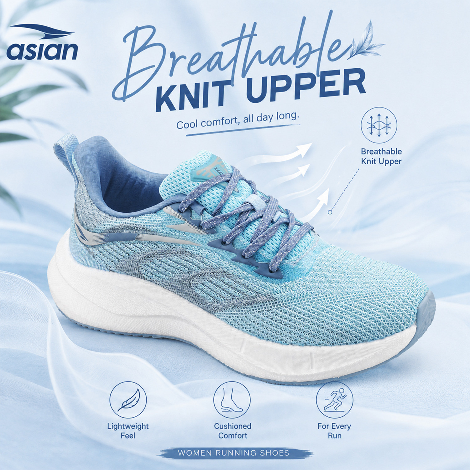 Image of asian Asian Hypercushion W-01 Women Running & Walking Shoes | Lightweight Gym Sneakers Outdoors For Women