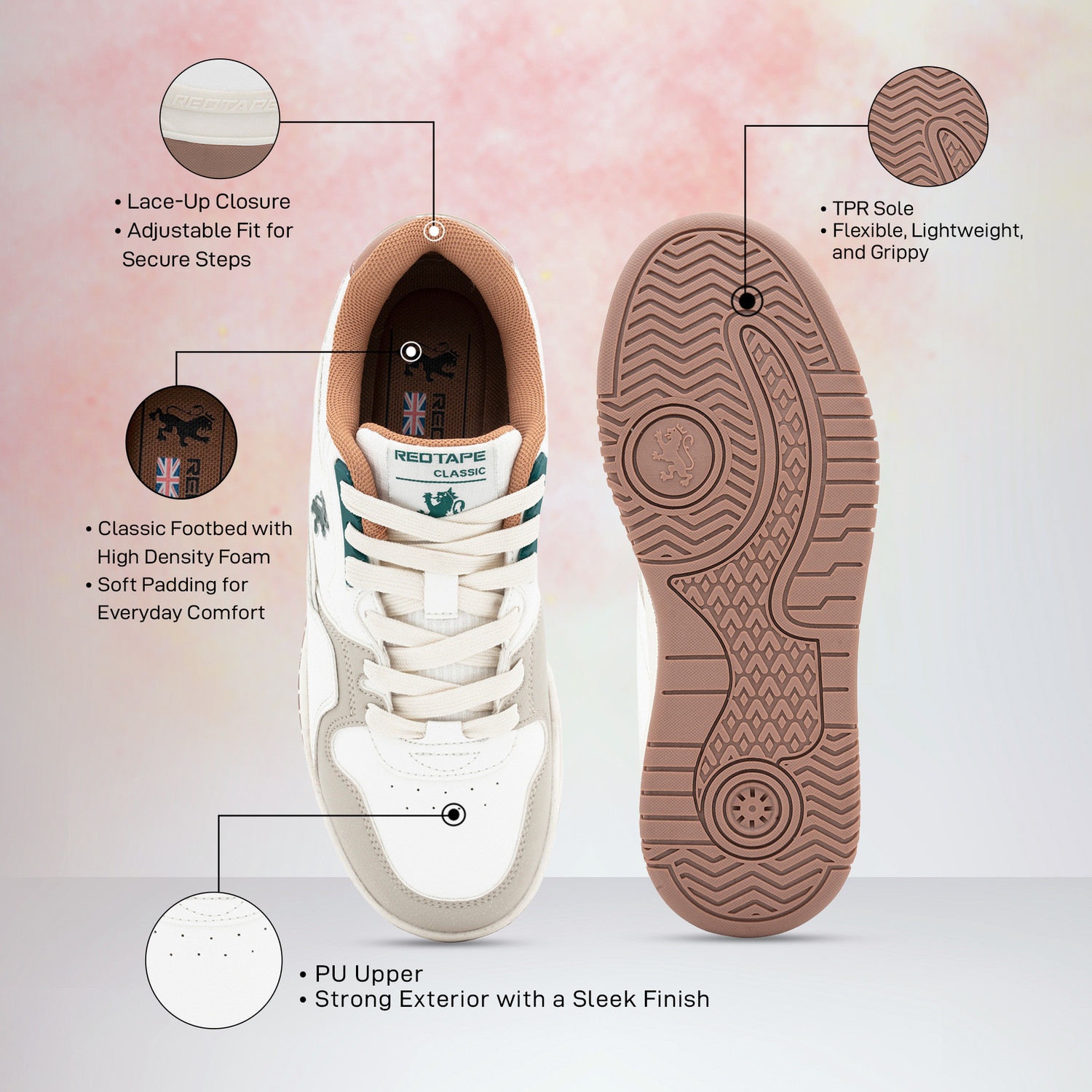 Image of RED TAPE Lifestyle Sneakers Shoes for Women | Rounded Front, Soothing Insole Sneakers For Women