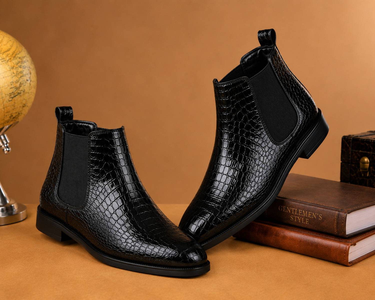 Kitos Men Black Croco Texture Chelsea Boots - Image 2