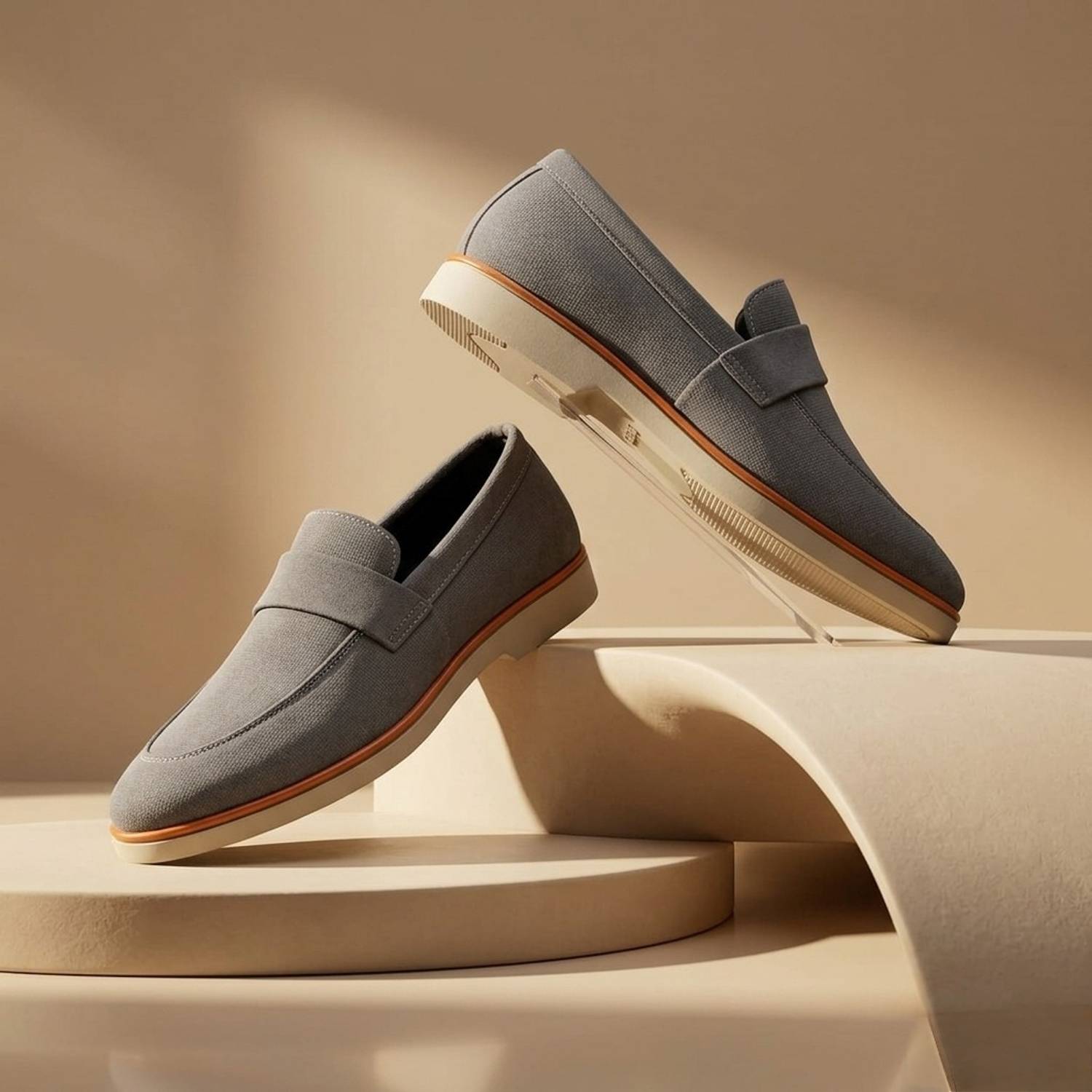 AMZI UrbanEdge Lightweight Grey Casual Slip-On Loafers for Men Loafers For Men