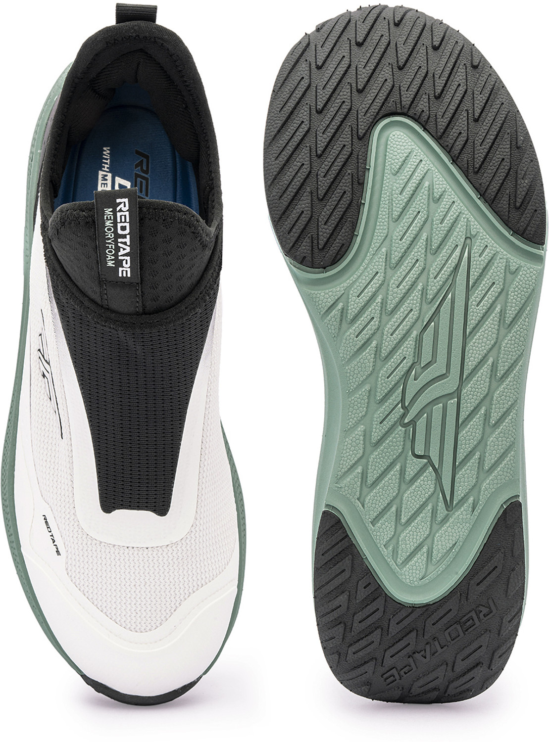 Image of RED TAPE Low Cut Walking Slip-On for Men in Green White | Walking Slip-On Walking Shoes For Men