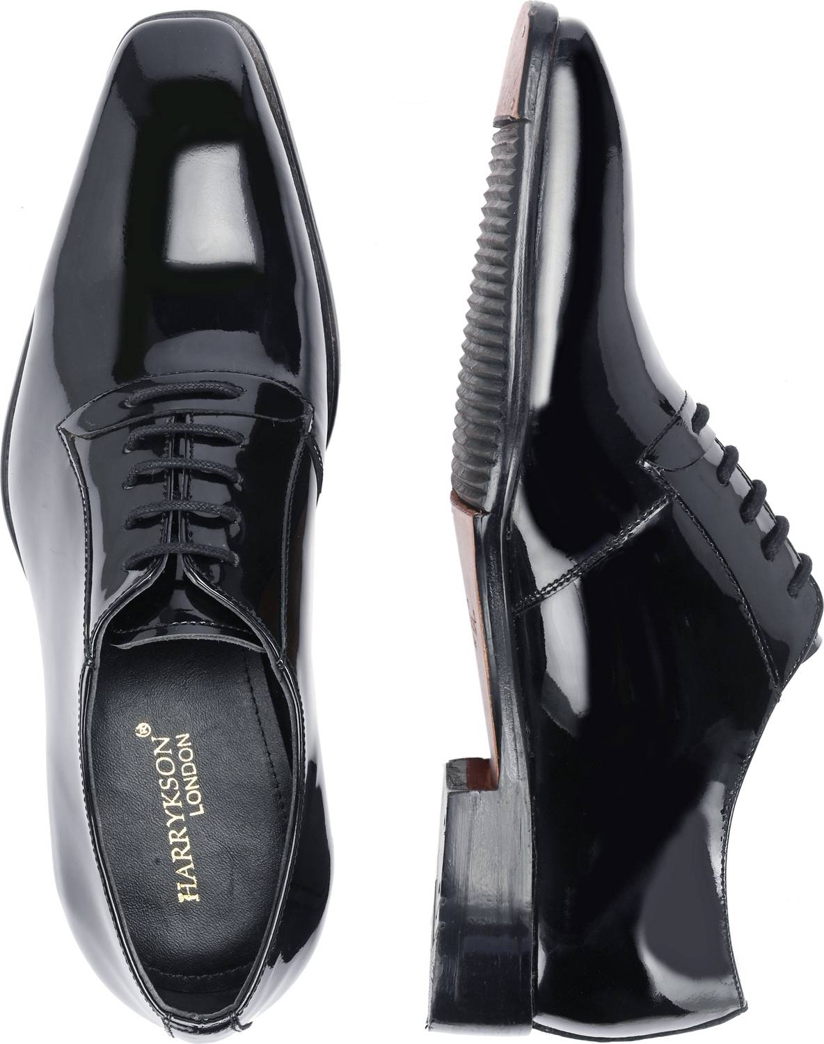 Harrys Of London Men\'s Black Patent Leather Derby Dress Shoe sz 6 Harrys of London Oxfords Mens 9.5 Black Leather Wingtips  main image 4