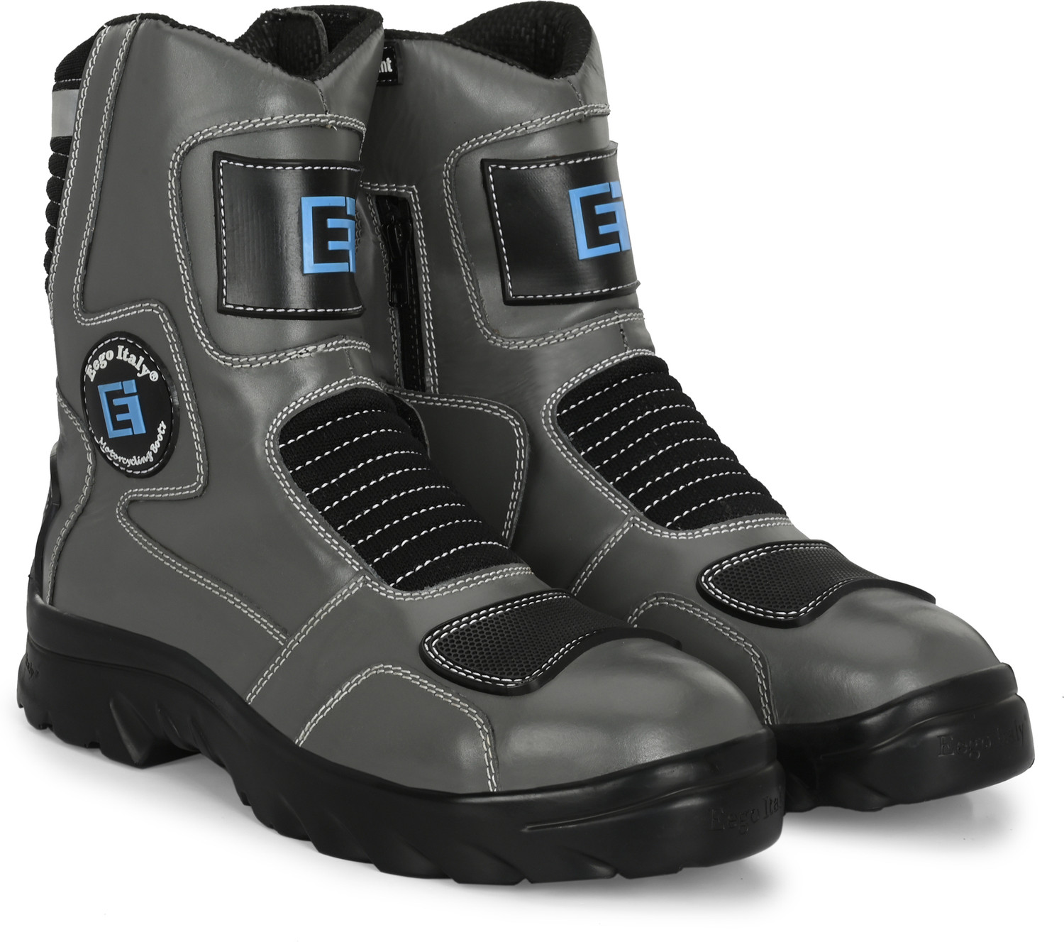 Image of EEGO ITALY Patrol, Water Resistant Biker booan i slip, 3M Reflectors,rubber gear protector Riding Shoes For Men